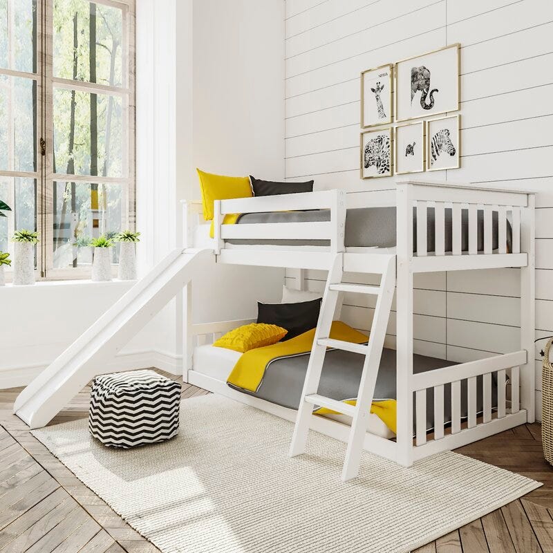 Jeniffer Twin Over Twin Standard Bunk Bed with Slide