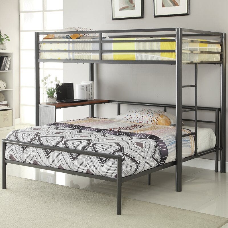 Nedra Twin Over Full L-Shaped Bunk Bed with Desk