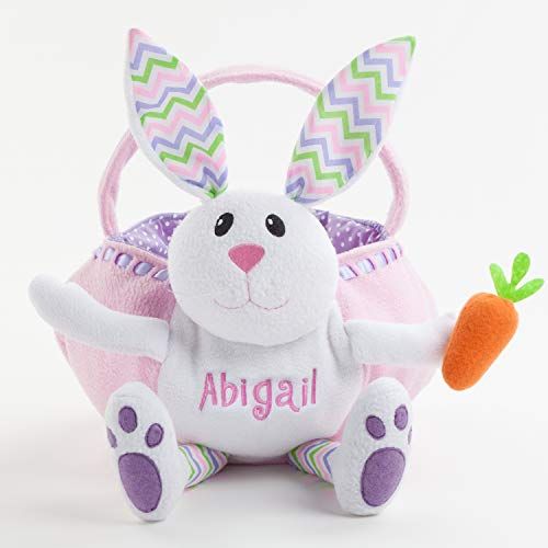 Personalized Pink Plush Easter Bunny Basket