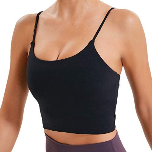  Seamless Sports Bra Cami Crop Top Padded Workout Tops For  Women Brami Top Built In Bra Longline Sports Bra Ribbed Workout Top Workout Crop  Tank Tops For Women White X-Large