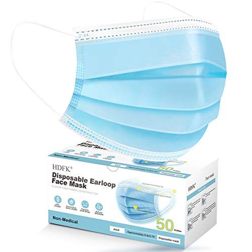 Disposable Face Masks (50 Pack, 3-Ply)