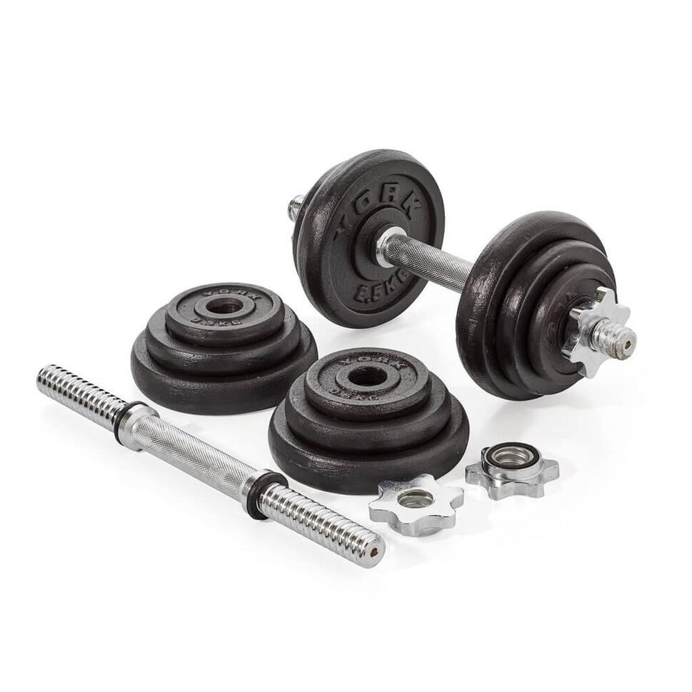 York 20kg Cast Iron Dumbbell Spinlock Set