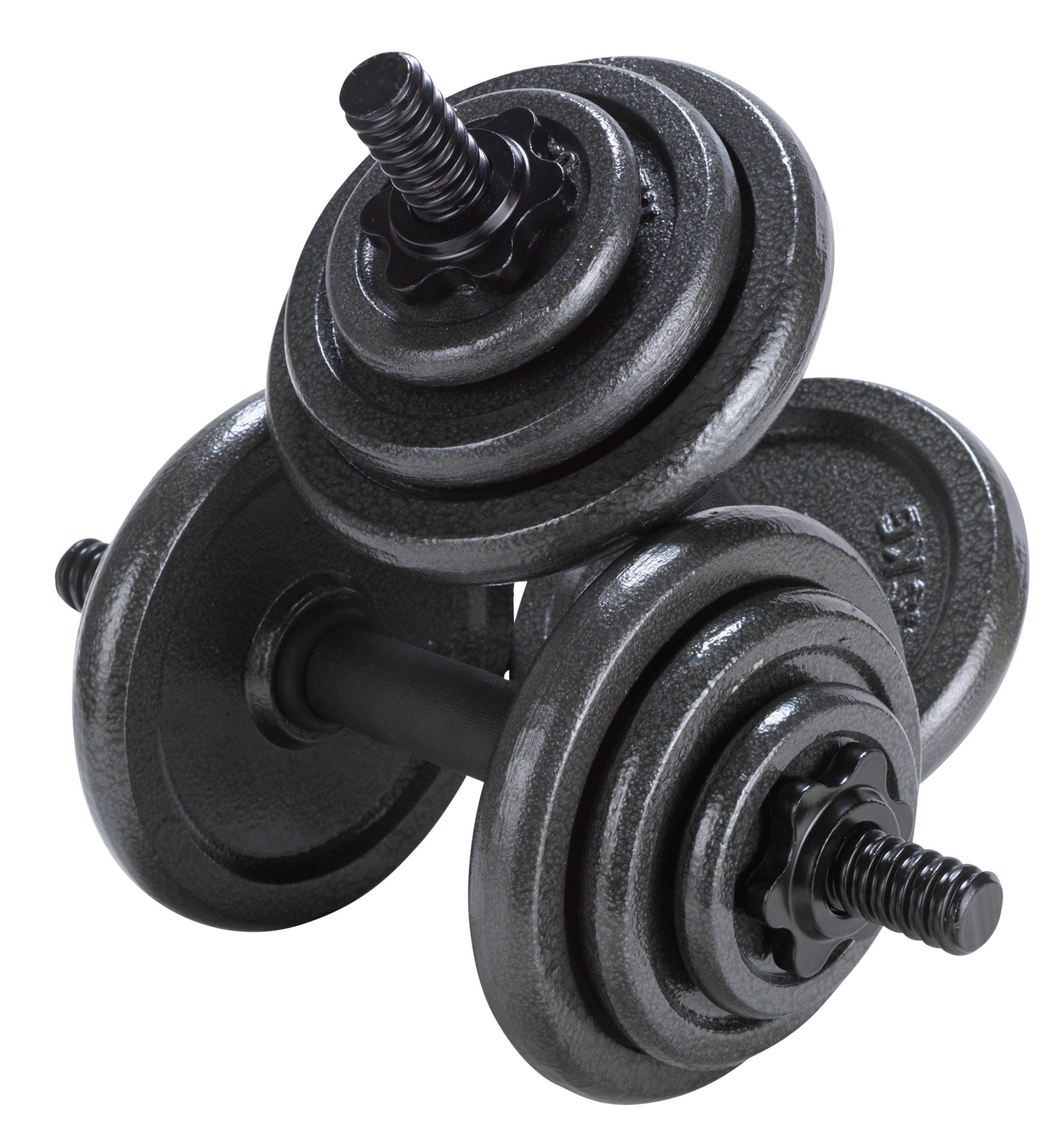 Pair Adjustable Dumbbells Barbell Set Gym Strength Weight Cast Iron 20kg 