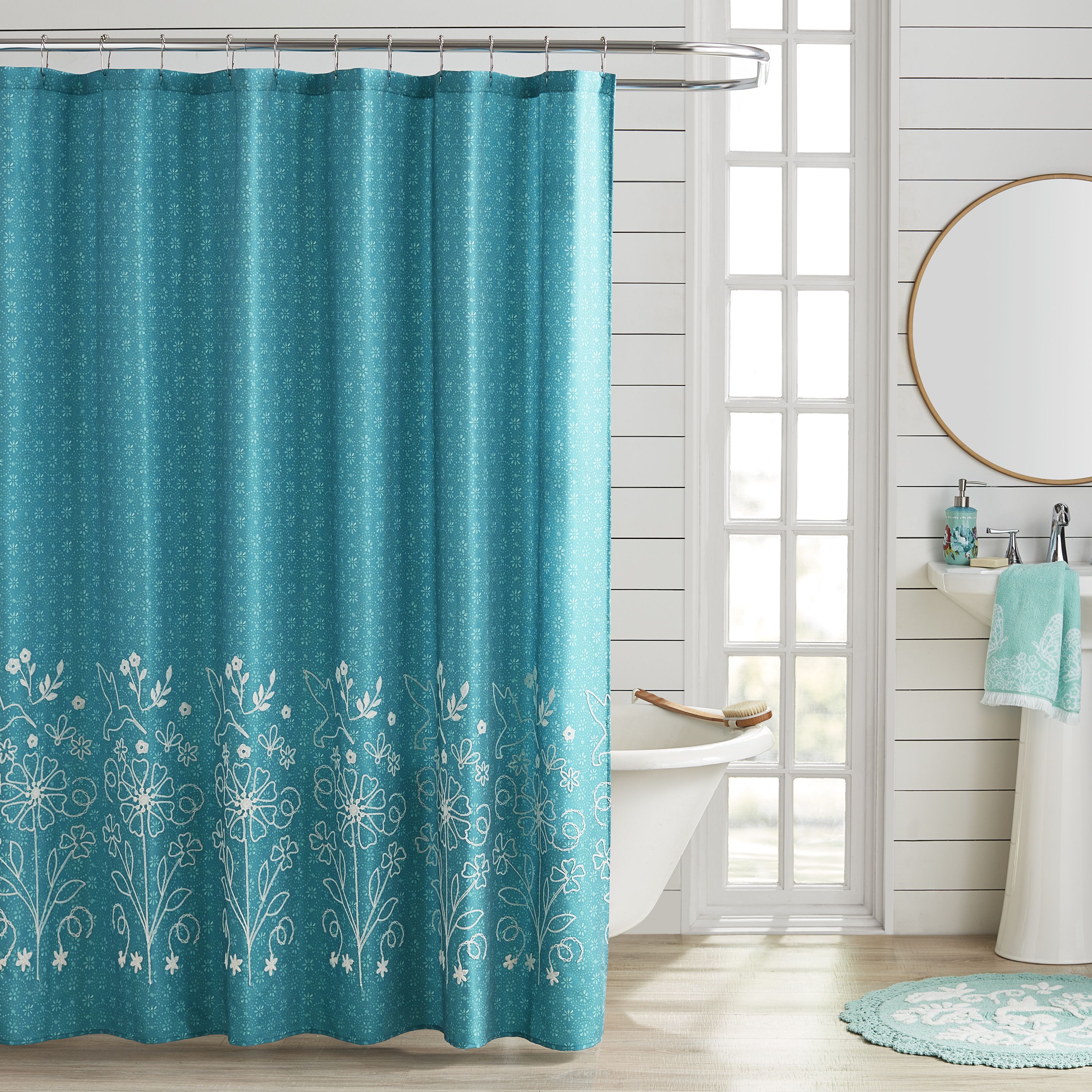 The Pioneer Woman Mazie Multicolor Embroidered Shower Curtain