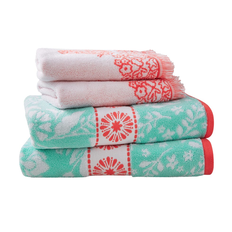 The Pioneer Woman Floral Check Kitchen Towel Set, 4 Red & White