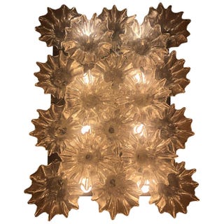Glass Ceiling Rare Murano Chandelier 8-Light with 18 Glasses Barovier & Toso