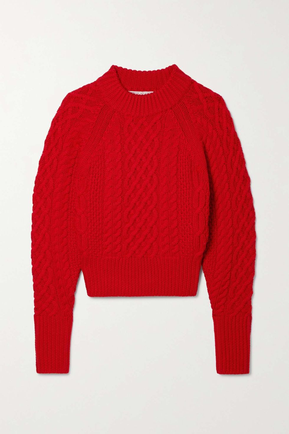 過年紅色穿搭推薦：Emilia Wickstead紅色麻花編織毛衣