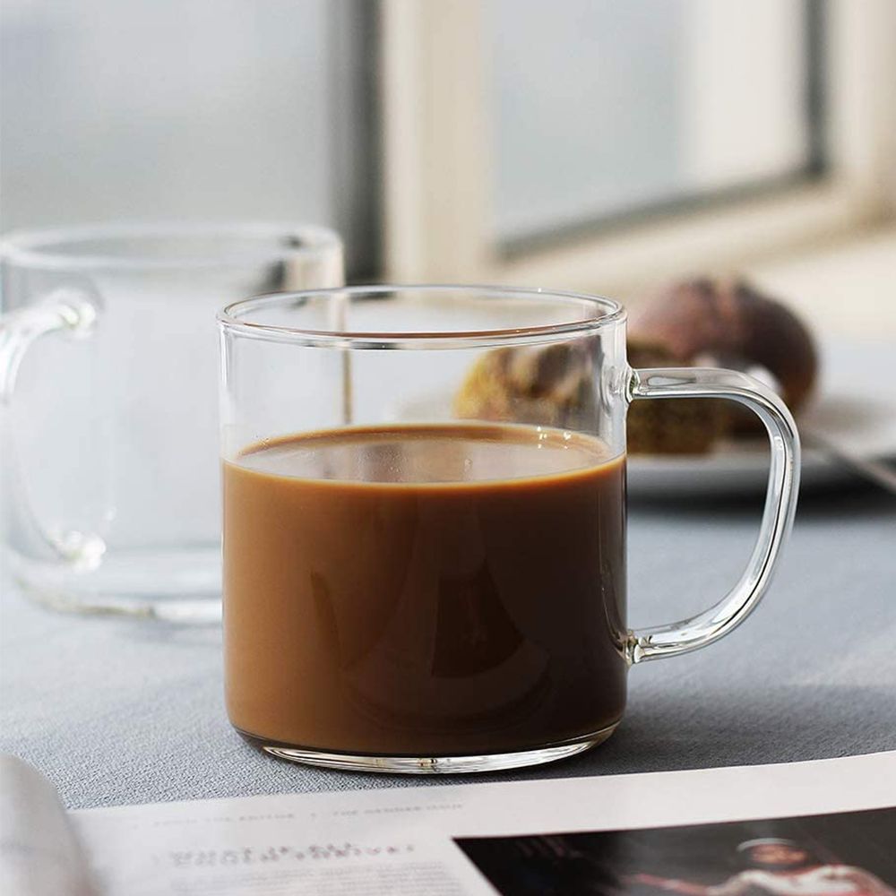 Enindel Espresso Glass Cups with Handle Single Wall Glass Mug Set of 6 4 OZ