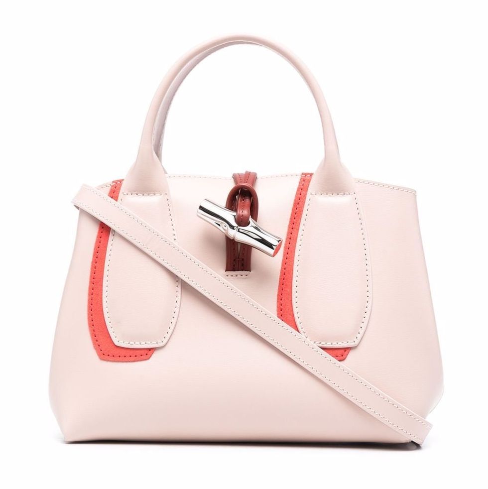 淺粉色精品包推薦：Longchamp粉色皮革托特包