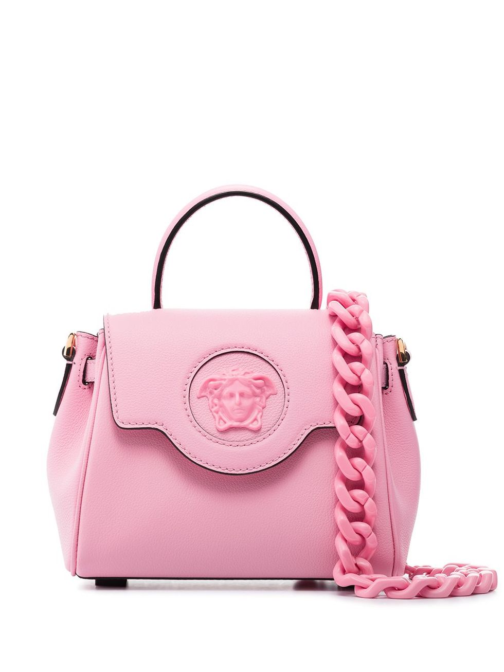 春季粉紅包包推薦：Versace粉紅色手提包