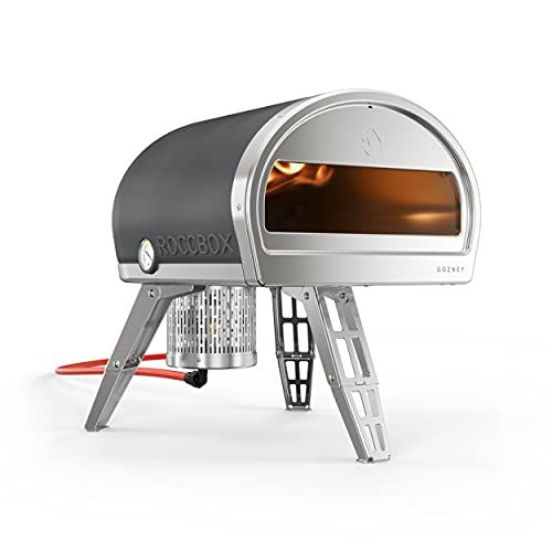 ROCCBOX Gozney Portable Outdoor Pizza Oven - Includes Professional Grade Pizza Peel, Built-In Thermometer and Safe Touch Silicone Jacket - Propane Gas Fired, With Rolling Wood Flame - Grey