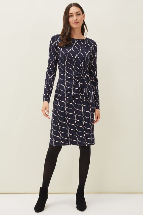 Lorraine Kelly's wears abstract dress from Phase Eight