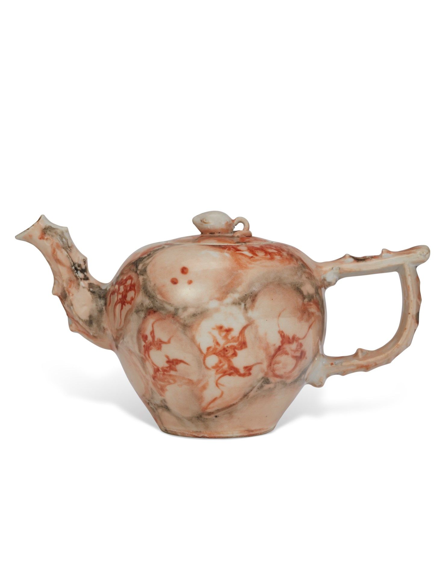 A Chinese Export Porcelain Faux Marble Tea Pot