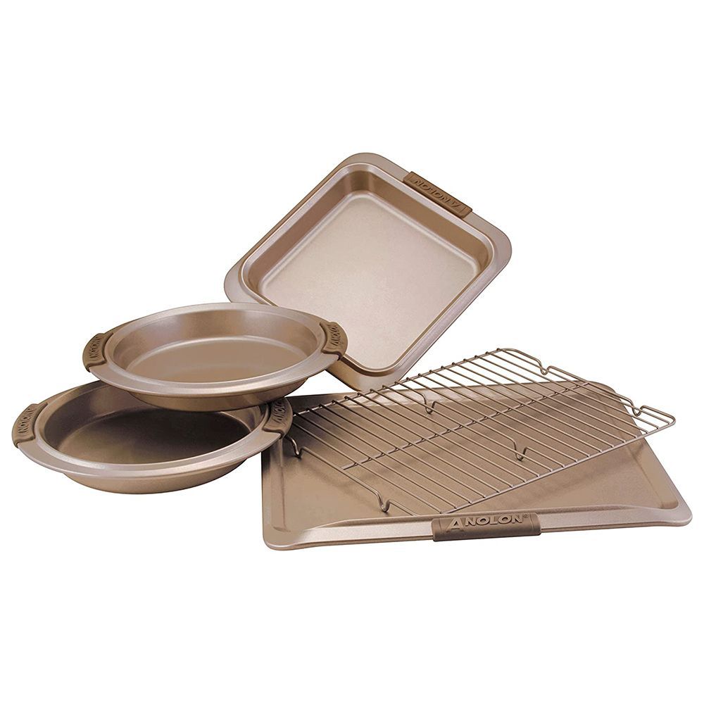 Anolon 3 Piece Advanced Nonstick Bakeware Set with Shared Lid Gray 