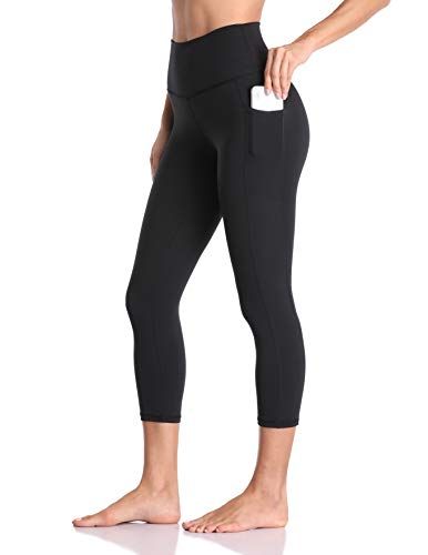 IUGA High Waisted Yoga Pants for Women with Pockets Capri Leggings for Women  Workout Leggings for Women Yoga Capris (Maroon Legg