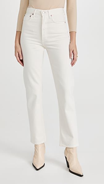 Ladies white 2025 jeans straight leg