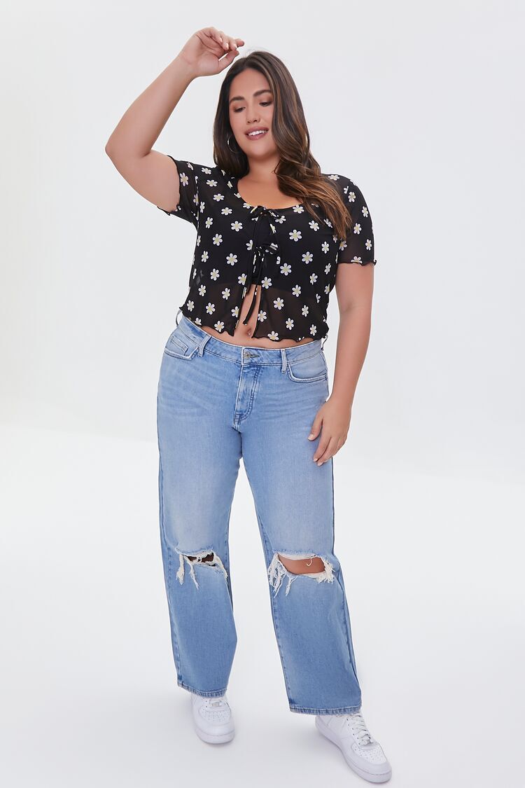 high waisted jeans and crop top plus size