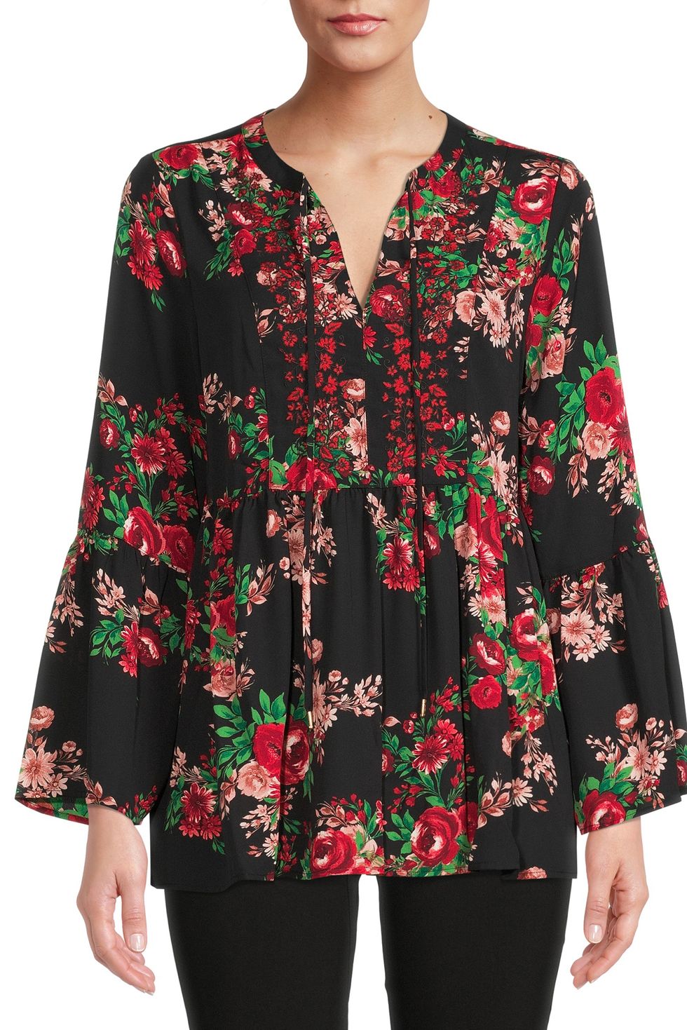 The Pioneer Woman Embroidered Flounce Sleeve Top