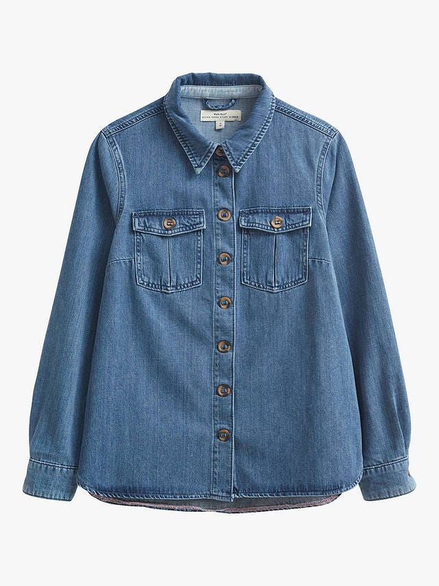 White Stuff Blair Denim Shirt, Mid Blue