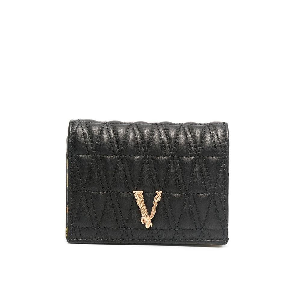 精品Logo印花皮夾推薦：Versace Virtus絎縫設計皮夾