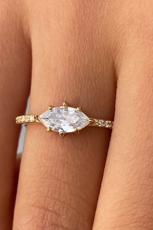 Diamond Marquise East West Ring in 14k Gold: Unique engagement rings