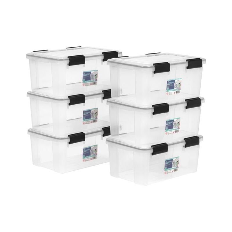 IRIS USA 4Pack 6qt Plastic Compact Stackable Storage Drawers, Black