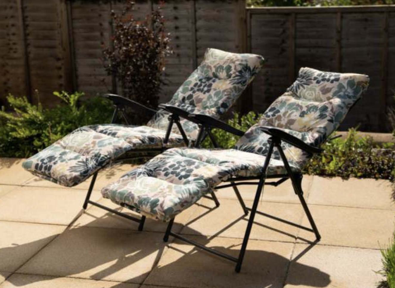 SET OF 2 Brown Garden Sun Lounger Relaxer Recliner Garden Chairs Weatherproof Textoline Folding And Multi Position With A Headrest