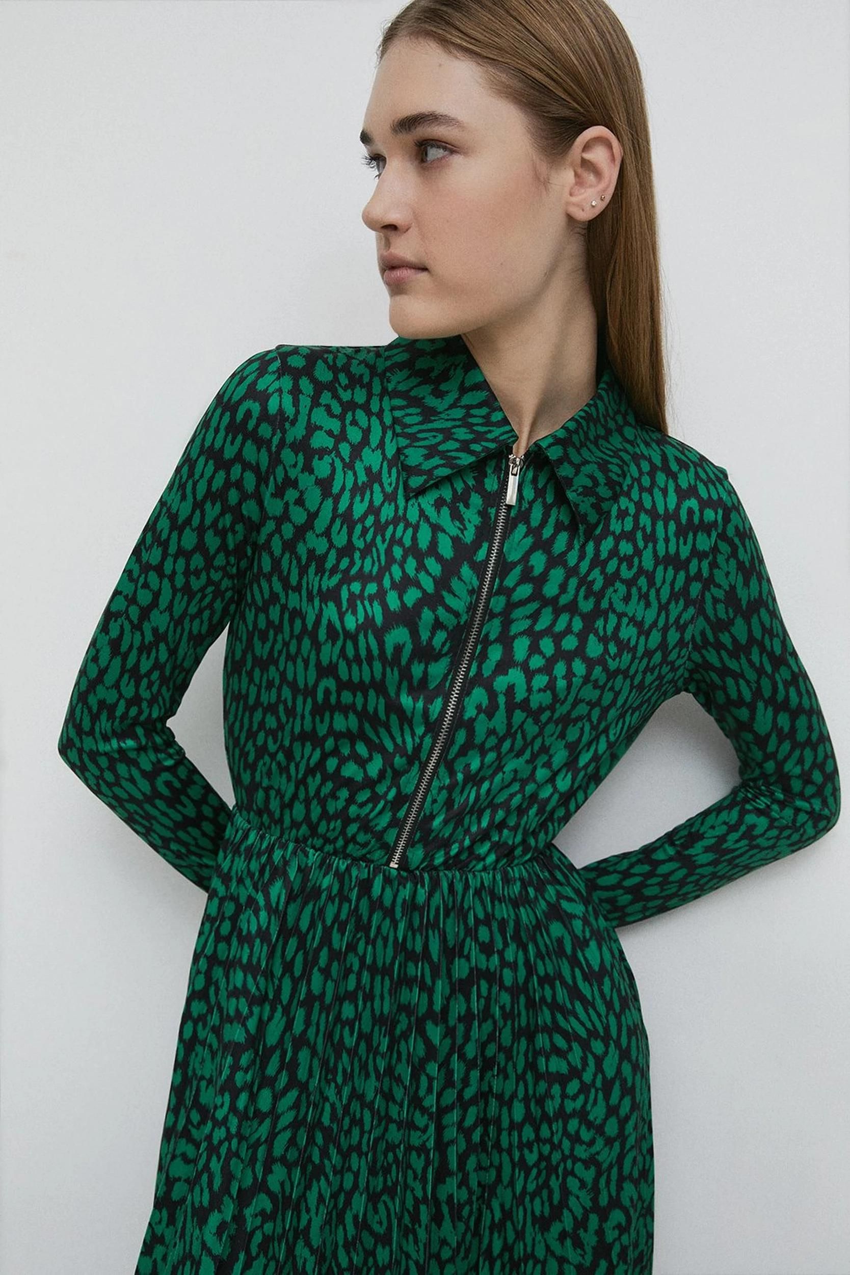 Warehouse green sale leopard dress