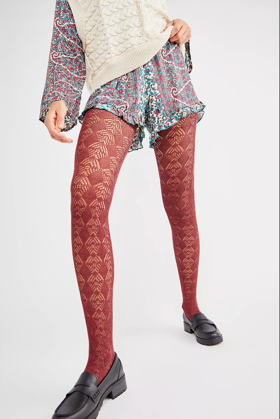 Floral Lace Mesh Tights - Calzedonia