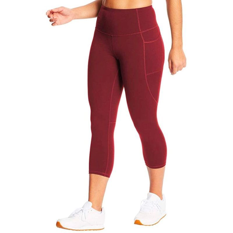 ODODOS Women's High Waisted Red Yoga Pants with Pockets Size XS NEW