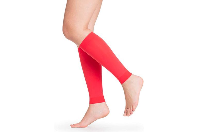 2XU 2XU Striped Calf Guards Pink Graduated Compression Seamless Support Recovery 
