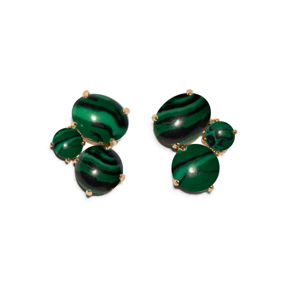 May Emerald Cluster Stone Earrings