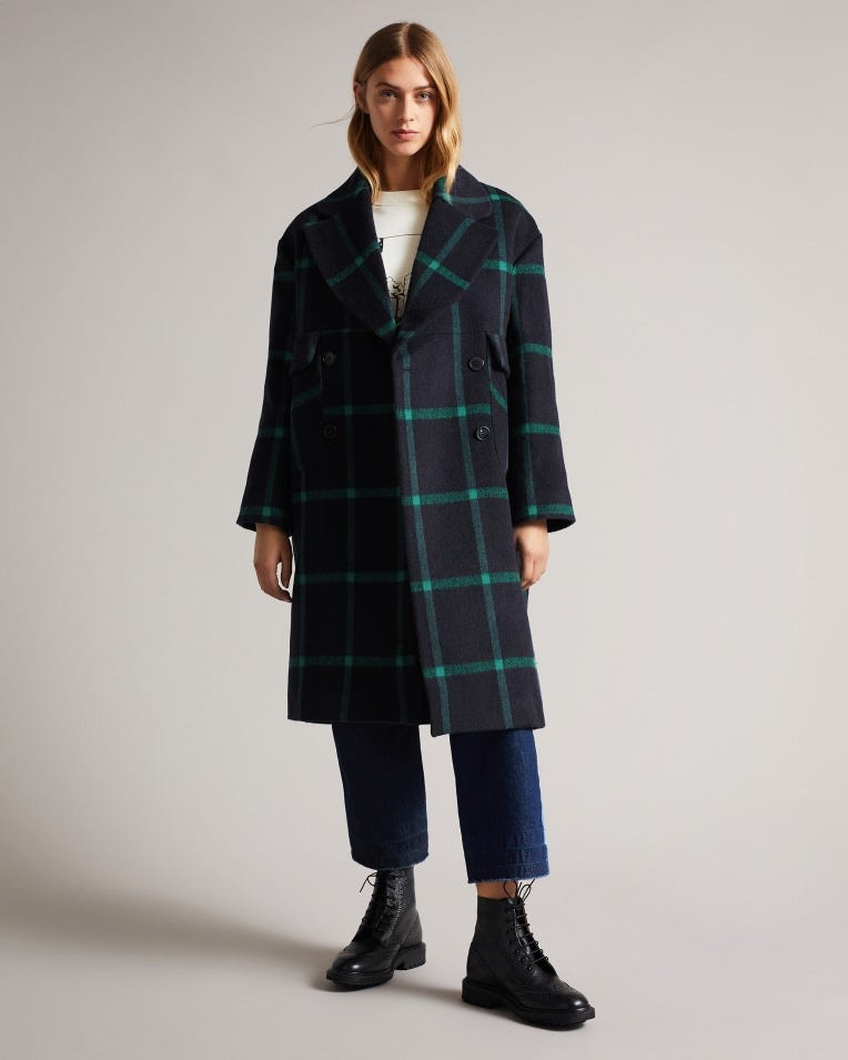 ROZESS Check oversize double-breasted wool coat, now £329