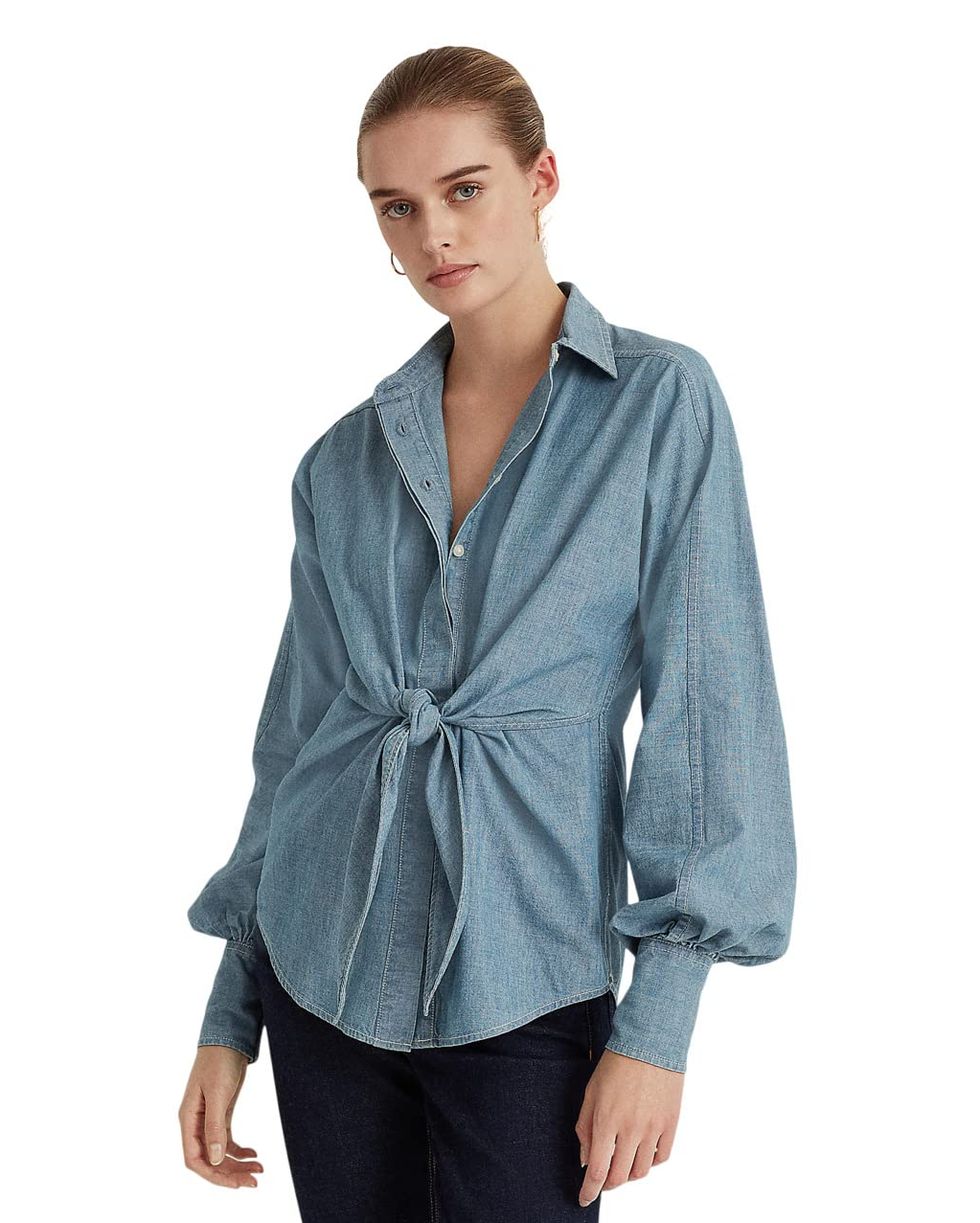 Front Tie Chambray Shirt 