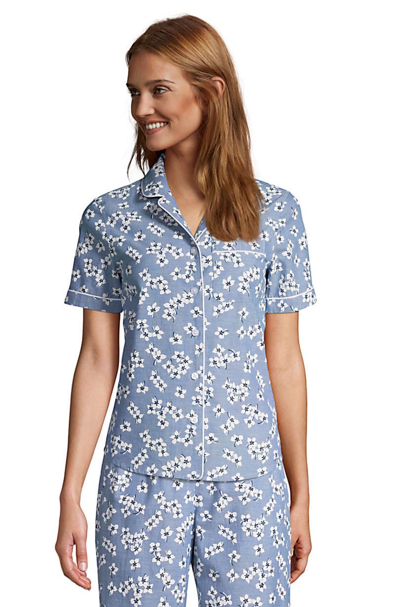 Short-Sleeve Chambray Pajama Shirt