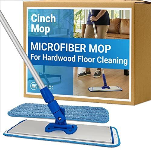Microfiber Wholesale 9 Premium Mini Microfiber Mop System | Adjustable Stainless Steel Handle | 2 Premium Microfiber Mop Pads | Machine Washable