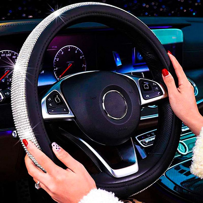 Black & Red Car Steering Wheel Cover Comfy Universal Padded Design Grip Glove 