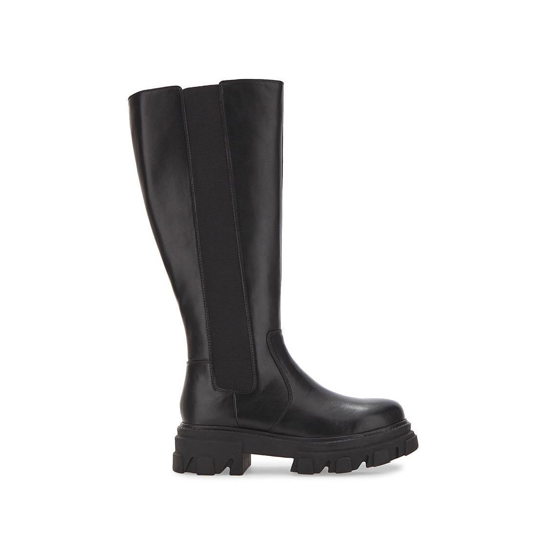 wide fit black mid calf boots