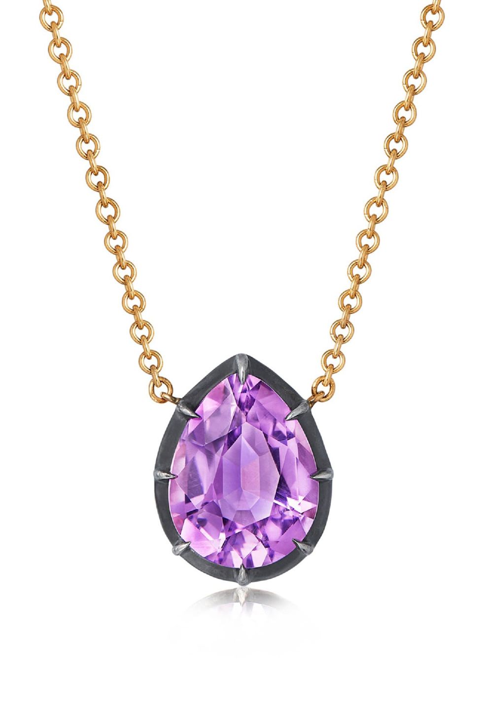 Fred Leighton Collet Teardrop Stone Pendant Necklace in Amethyst at Nordstrom, Size 16