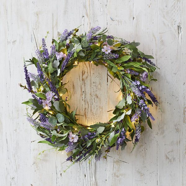56cm Lavender Wreath Micro Light Bundle