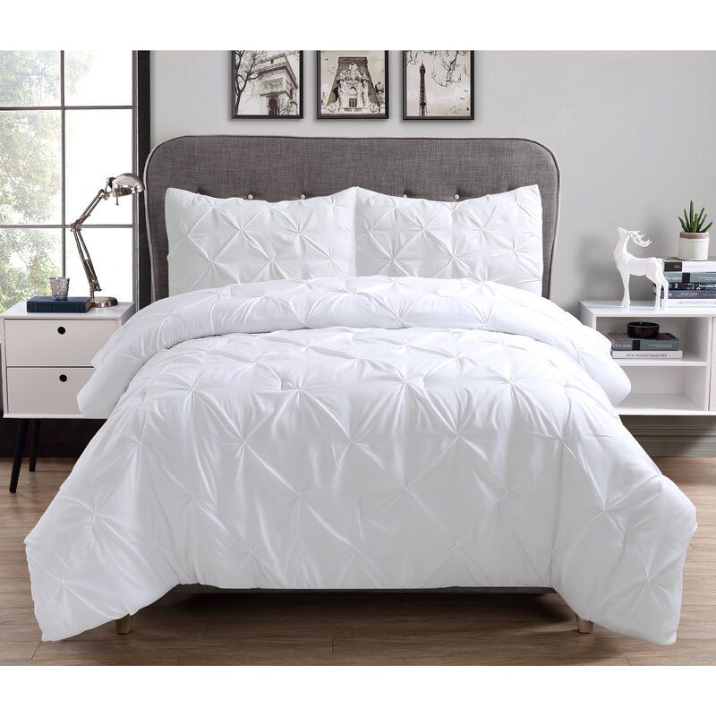 White Ulloa Microfiber Traditional Comforter Set