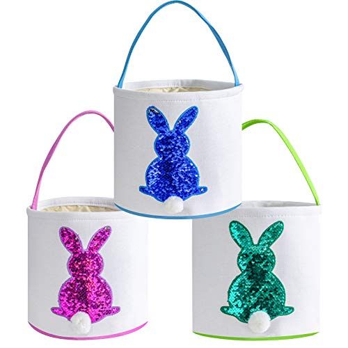 TOPULORS Easter Gift Bag Easter Presents for Kids from Easter Bunny Basket Personalized Easter Eggs Baskets&Bags for Kids for Daily Use with Easter Design Mady by Environmental Canvas-Cylinder Green