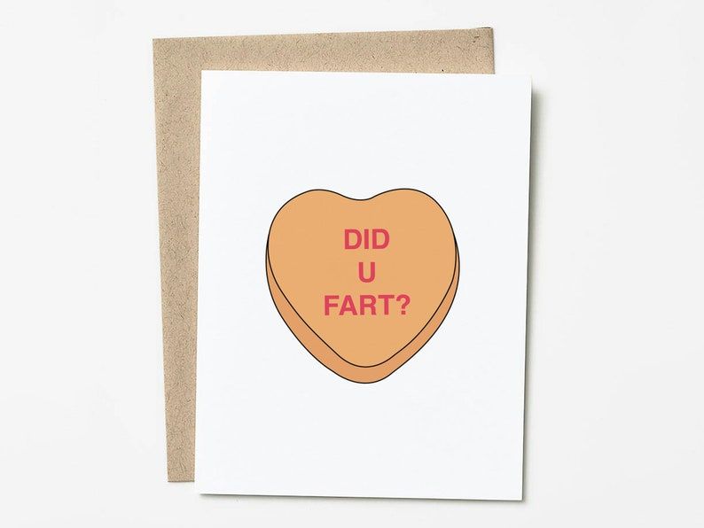 Did U Fart Candy Heart Valentines Day Card