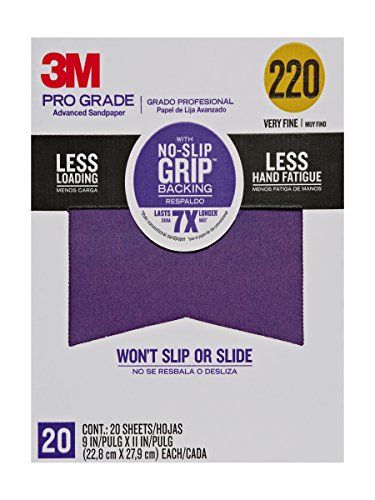 3M Pro Grade No-Slip 220 Grit Sandpaper