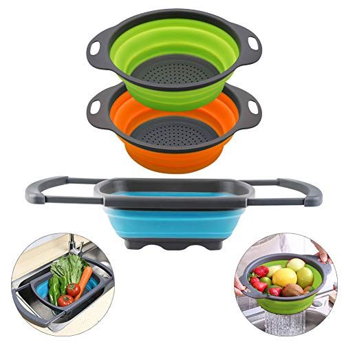 QiMH Collapsible Silicone Colanders (Set of 3)