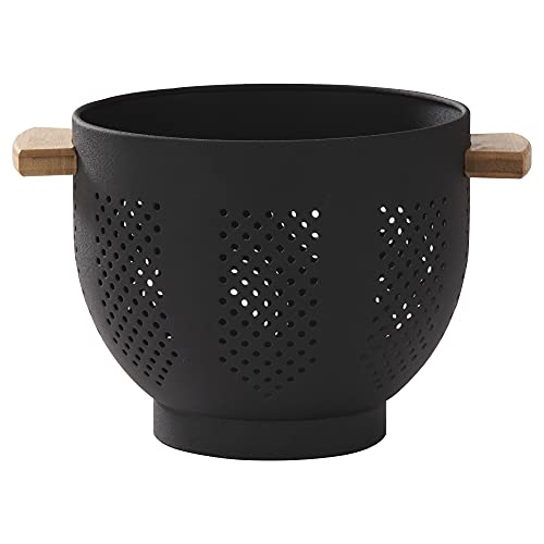 BeFare 5.5-Quart Black Metal Colander With Wood Handle