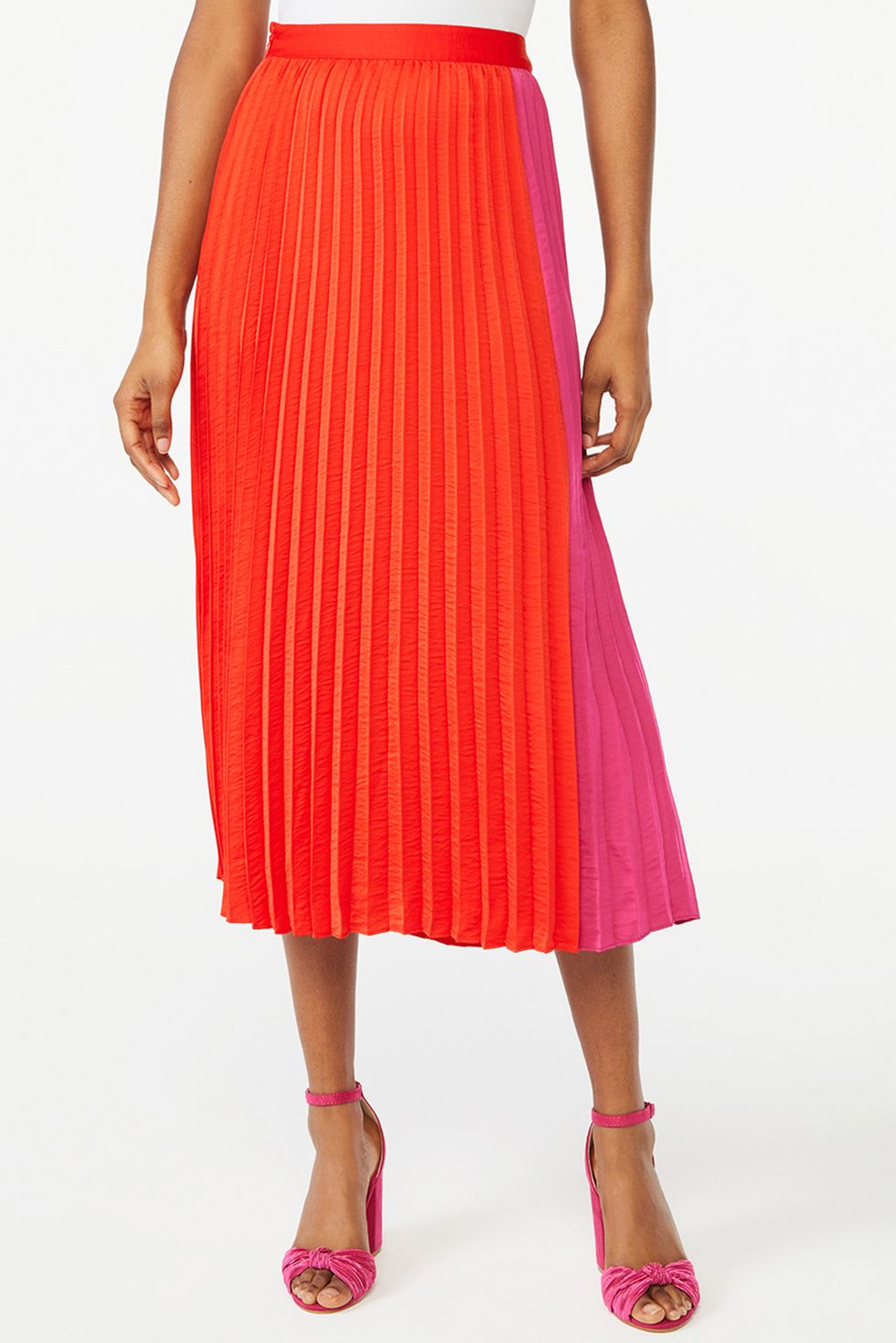 Scoop Women's Pleated Matte Satin Midi Skirt