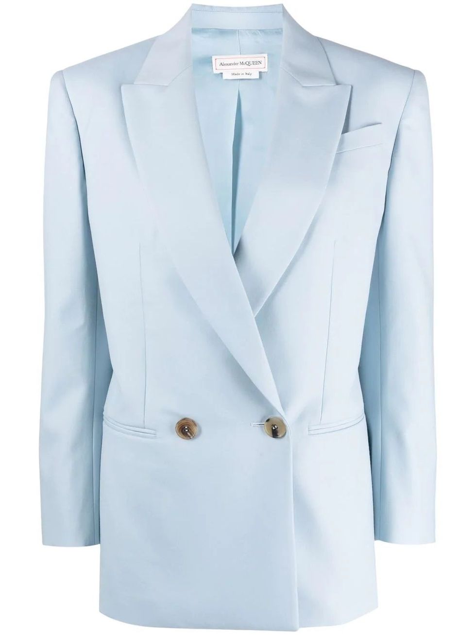 2022西裝外套推薦：Alexander McQueen淺藍色西裝外套