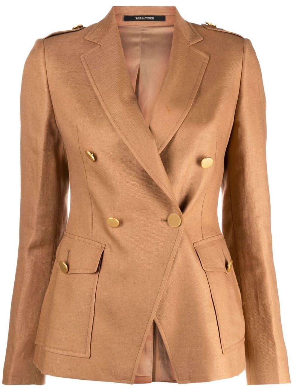 2022西裝外套推薦：Tagliatore駝色雙排扣西裝外套