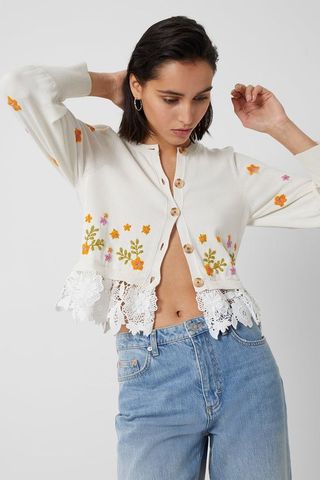 Kaitlyn Organic Floral Embroidery Cardigan